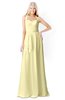 ColsBM Kaelyn Soft Yellow Modest Trumpet Elbow Length Sleeve Zip up Chiffon Floor Length Bridesmaid Dresses