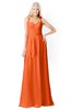 ColsBM Kaelyn Tangerine Modest Trumpet Elbow Length Sleeve Zip up Chiffon Floor Length Bridesmaid Dresses