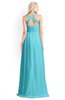 ColsBM Kaelyn Turquoise Modest Trumpet Elbow Length Sleeve Zip up Chiffon Floor Length Bridesmaid Dresses