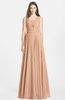 ColsBM Nala Almost Apricot Simple Wide Square Sleeveless Zip up Chiffon Floor Length Bridesmaid Dresses