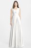 ColsBM Nala Cloud White Simple Wide Square Sleeveless Zip up Chiffon Floor Length Bridesmaid Dresses