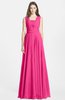 ColsBM Nala Fandango Pink Simple Wide Square Sleeveless Zip up Chiffon Floor Length Bridesmaid Dresses