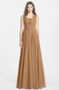 ColsBM Nala Light Brown Simple Wide Square Sleeveless Zip up Chiffon Floor Length Bridesmaid Dresses