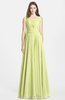 ColsBM Nala Lime Green Simple Wide Square Sleeveless Zip up Chiffon Floor Length Bridesmaid Dresses