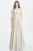 ColsBM Nala Off White Simple Wide Square Sleeveless Zip up Chiffon Floor Length Bridesmaid Dresses