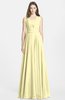 ColsBM Nala Soft Yellow Simple Wide Square Sleeveless Zip up Chiffon Floor Length Bridesmaid Dresses