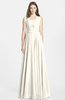 ColsBM Nala Whisper White Simple Wide Square Sleeveless Zip up Chiffon Floor Length Bridesmaid Dresses