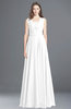 ColsBM Nala White Simple Wide Square Sleeveless Zip up Chiffon Floor Length Bridesmaid Dresses