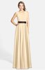 ColsBM Madalyn Apricot Gelato Glamorous Sleeveless Zip up Chiffon Floor Length Ruching Bridesmaid Dresses