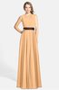 ColsBM Madalyn Apricot Glamorous Sleeveless Zip up Chiffon Floor Length Ruching Bridesmaid Dresses