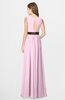 ColsBM Madalyn Baby Pink Glamorous Sleeveless Zip up Chiffon Floor Length Ruching Bridesmaid Dresses