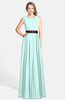 ColsBM Madalyn Blue Glass Glamorous Sleeveless Zip up Chiffon Floor Length Ruching Bridesmaid Dresses