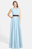 ColsBM Madalyn Ice Blue Glamorous Sleeveless Zip up Chiffon Floor Length Ruching Bridesmaid Dresses