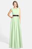 ColsBM Madalyn Pale Green Glamorous Sleeveless Zip up Chiffon Floor Length Ruching Bridesmaid Dresses