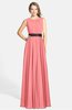 ColsBM Madalyn Shell Pink Glamorous Sleeveless Zip up Chiffon Floor Length Ruching Bridesmaid Dresses