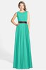 ColsBM Madalyn Viridian Green Glamorous Sleeveless Zip up Chiffon Floor Length Ruching Bridesmaid Dresses