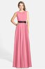ColsBM Madalyn Watermelon Glamorous Sleeveless Zip up Chiffon Floor Length Ruching Bridesmaid Dresses