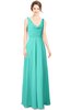 ColsBM Alia Blue Turquoise Modest A-line V-neck Sleeveless Zip up Plainness Bridesmaid Dresses