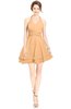 ColsBM Amaris Apricot Luxury Fit-n-Flare V-neck Knee Length Ruching Bridesmaid Dresses