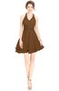 ColsBM Amaris Brown Luxury Fit-n-Flare V-neck Knee Length Ruching Bridesmaid Dresses