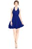 ColsBM Amaris Electric Blue Luxury Fit-n-Flare V-neck Knee Length Ruching Bridesmaid Dresses