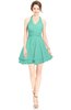 ColsBM Amaris Mint Green Luxury Fit-n-Flare V-neck Knee Length Ruching Bridesmaid Dresses