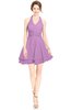ColsBM Amaris Orchid Luxury Fit-n-Flare V-neck Knee Length Ruching Bridesmaid Dresses