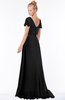 ColsBM Ellen Black Modern A-line V-neck Short Sleeve Zip up Floor Length Bridesmaid Dresses
