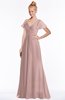 ColsBM Ellen Bridal Rose Modern A-line V-neck Short Sleeve Zip up Floor Length Bridesmaid Dresses