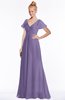 ColsBM Ellen Chalk Violet Modern A-line V-neck Short Sleeve Zip up Floor Length Bridesmaid Dresses