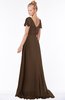 ColsBM Ellen Chocolate Brown Modern A-line V-neck Short Sleeve Zip up Floor Length Bridesmaid Dresses