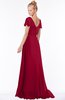 ColsBM Ellen Dark Red Modern A-line V-neck Short Sleeve Zip up Floor Length Bridesmaid Dresses
