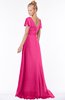 ColsBM Ellen Fandango Pink Modern A-line V-neck Short Sleeve Zip up Floor Length Bridesmaid Dresses