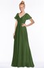 ColsBM Ellen Garden Green Modern A-line V-neck Short Sleeve Zip up Floor Length Bridesmaid Dresses