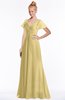 ColsBM Ellen Gold Modern A-line V-neck Short Sleeve Zip up Floor Length Bridesmaid Dresses