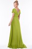 ColsBM Ellen Green Oasis Modern A-line V-neck Short Sleeve Zip up Floor Length Bridesmaid Dresses