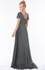 ColsBM Ellen Grey Modern A-line V-neck Short Sleeve Zip up Floor Length Bridesmaid Dresses
