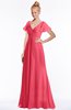 ColsBM Ellen Guava Modern A-line V-neck Short Sleeve Zip up Floor Length Bridesmaid Dresses