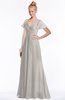 ColsBM Ellen Hushed Violet Modern A-line V-neck Short Sleeve Zip up Floor Length Bridesmaid Dresses