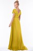 ColsBM Ellen Lemon Curry Modern A-line V-neck Short Sleeve Zip up Floor Length Bridesmaid Dresses