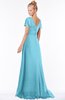 ColsBM Ellen Light Blue Modern A-line V-neck Short Sleeve Zip up Floor Length Bridesmaid Dresses
