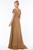 ColsBM Ellen Light Brown Modern A-line V-neck Short Sleeve Zip up Floor Length Bridesmaid Dresses