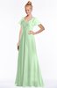 ColsBM Ellen Light Green Modern A-line V-neck Short Sleeve Zip up Floor Length Bridesmaid Dresses