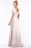 ColsBM Ellen Light Pink Modern A-line V-neck Short Sleeve Zip up Floor Length Bridesmaid Dresses