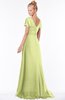 ColsBM Ellen Lime Green Modern A-line V-neck Short Sleeve Zip up Floor Length Bridesmaid Dresses