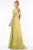 ColsBM Ellen Misted Yellow Modern A-line V-neck Short Sleeve Zip up Floor Length Bridesmaid Dresses