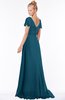 ColsBM Ellen Moroccan Blue Modern A-line V-neck Short Sleeve Zip up Floor Length Bridesmaid Dresses