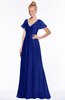 ColsBM Ellen Nautical Blue Modern A-line V-neck Short Sleeve Zip up Floor Length Bridesmaid Dresses