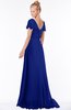 ColsBM Ellen Nautical Blue Modern A-line V-neck Short Sleeve Zip up Floor Length Bridesmaid Dresses