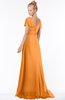 ColsBM Ellen Orange Modern A-line V-neck Short Sleeve Zip up Floor Length Bridesmaid Dresses